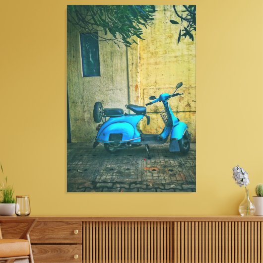 Oude motorfiets canvas afdruk (Insitu (Woonkamer))
