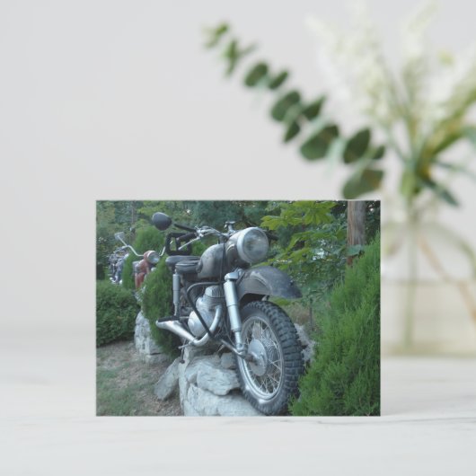 Oude Motorfiets Foto Briefkaart (Staand voorkant)