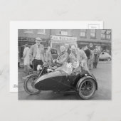 Oude motorfiets met  foto van zijspan briefkaart (Voorkant / Achterkant)