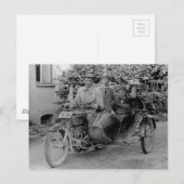 Oude motorfiets met zijspan  B&W-foto Briefkaart (Voorkant / Achterkant)