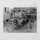 Oude motorfiets met zijspan  B&W-foto Briefkaart (Voorkant)