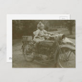 Oude motorfiets met zijspan  foto briefkaart (Voorkant / Achterkant)