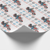 Oude motorfiets voor motorfietsen met kerstazier cadeaupapier (Hoek)