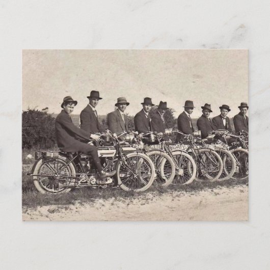 Oude motorfietsen 1912 Foto B&W Briefkaart (Voorkant)