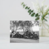 Oude motorfietsen  foto zwart-wit briefkaart (Staand voorkant)