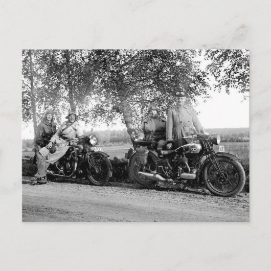 Oude motorfietsen  foto zwart-wit briefkaart (Voorkant)