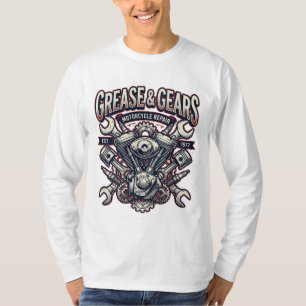 Oude Motorfietsmonteur Grease And Gears T-shirt