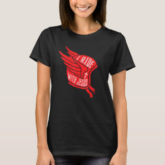 Oude motorhelm Ik rijd met Jezus  T-shirt