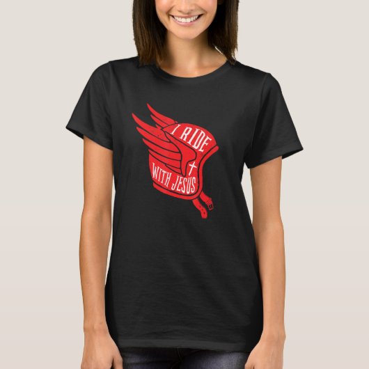 Oude motorhelm Ik rijd met Jezus T-shirt (Voorkant)