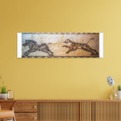 Oude mozaïek: een tijger jaagt op een zwijn canvas afdruk (Insitu (Woonkamer))