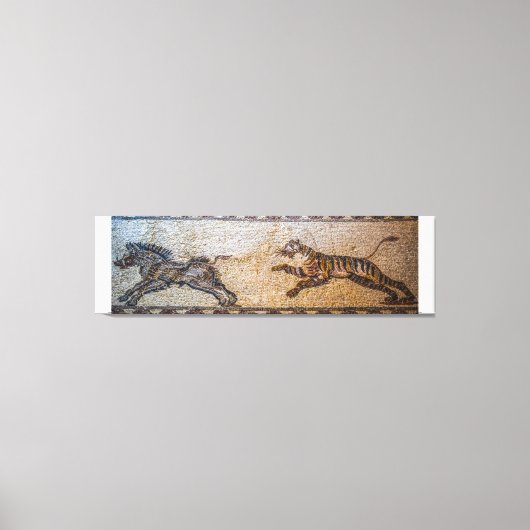 Oude mozaïek: een tijger jaagt op een zwijn canvas afdruk (Voorkant)