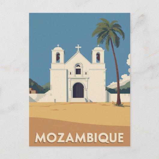 Oude Mozambikaanse Reisposter Kerk Kunst Briefkaart (Voorkant)