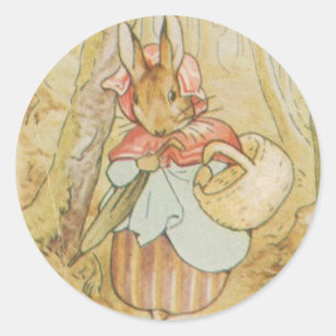 Oude Mrs Konijn Beatrix Potter ronde sticker
