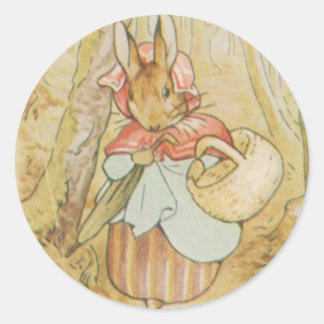Oude Mrs Konijn Beatrix Potter ronde sticker