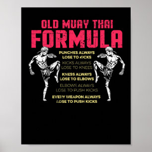 Oude Muay Thai Formule Kickboksen Thaise Boxer Ged Poster