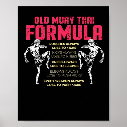 Oude Muay Thai Formule Kickboksen Thaise Boxer Ged Poster (Voorkant)