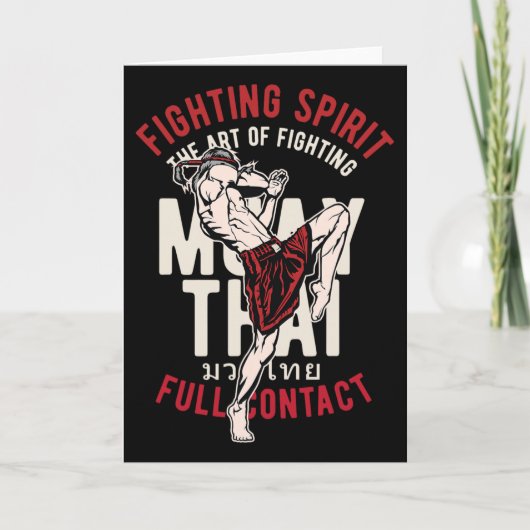 Oude Muay Thai Kickbokser Trainen Arbeid Kaart (Voorkant)