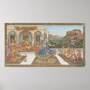 Oude Mughal hof miniatuur Kathak erfgoedkunst Poster