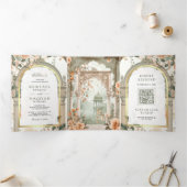 Oude Mughal-paleis All-in-One Moslim Bruiloft Drieluik Uitnodiging (Binnen)