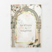 Oude Mughal-paleis All-in-One Moslim Bruiloft Drieluik Uitnodiging (Cover)