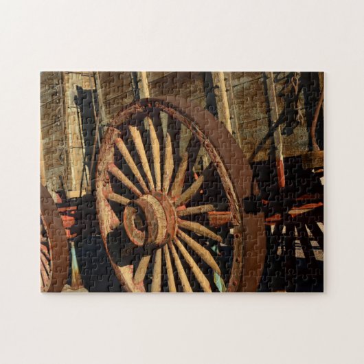 Oude muilezeltreinwagen legpuzzel (Horizontaal)