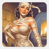 Oude Mumie Pin-up Vierkante Sticker (Voorkant)
