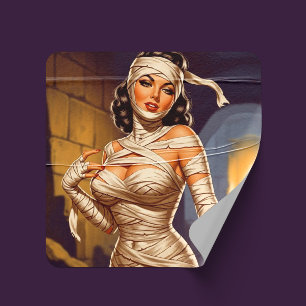 Oude Mumie Pin-up Vierkante Sticker