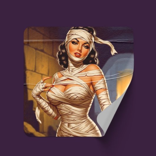Oude Mumie Pin-up Vierkante Sticker