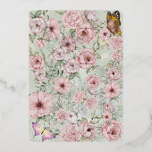 Oude Munt Peony Trouw Folie Bijlagekaart Folie Uitnodiging (Achterkant)