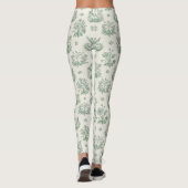 Oude Muntgroene Vogel Toile Bloemmotief Leggings (Achterkant)