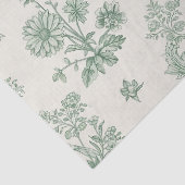 Oude Muntgroene Vogel Toile Bloemmotief Tissuepapier (Detail)