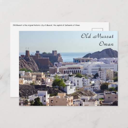 Oude Muscat oorspronkelijke historische stad Musca Briefkaart (Voorkant / Achterkant)