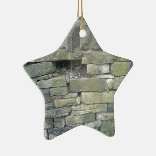 Oude muur, steen, stenen keramisch ornament (Rechts)