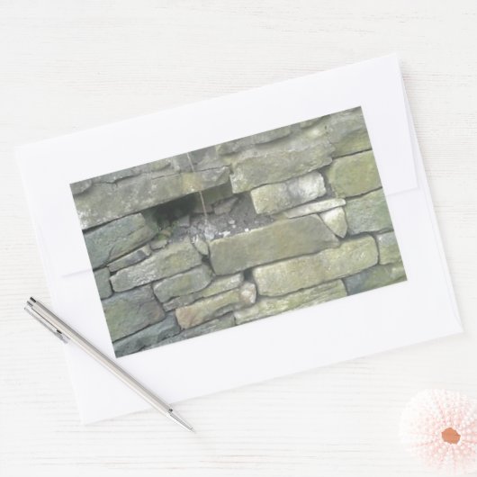 Oude muur, steen, stenen rechthoekige sticker (Envelop)