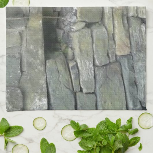 Oude muur, steen, stenen theedoek (Gevouwen)