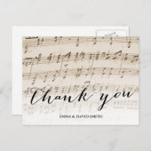  Oude Muziek Blad Trouwen Dank u Briefkaart (Voorkant / Achterkant)