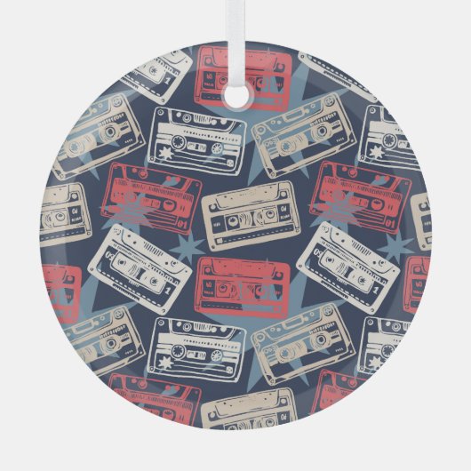 Oude Muziek Cassettes Naadloos Glas Ornament (Voorkant)