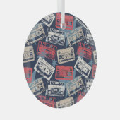 Oude Muziek Cassettes Naadloos Glas Ornament (Voorkant Rechts)