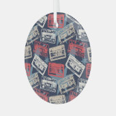 Oude Muziek Cassettes Naadloos Glas Ornament (Voorkant links)