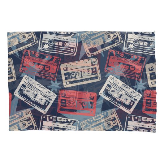 Oude Muziek Cassettes Naadloos Kussensloop (Voorkant)