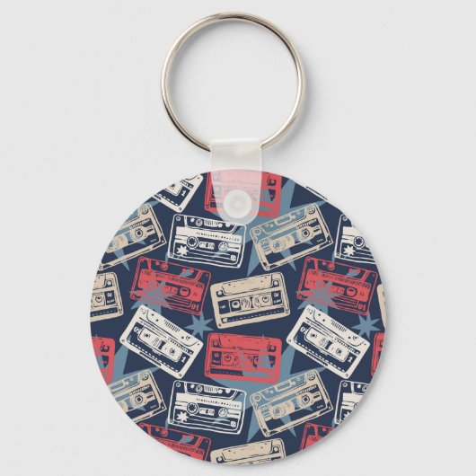 Oude Muziek Cassettes  Naadloos Sleutelhanger (Voorkant)