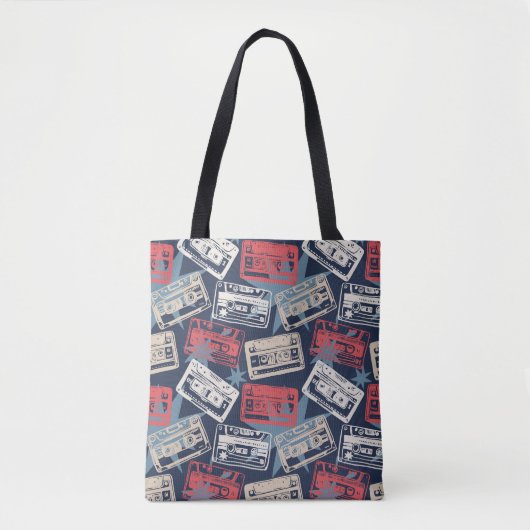 Oude Muziek Cassettes Naadloos Tote Bag (Voorkant)
