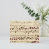 Oude Muzieknoten - Bach-muziekblad Briefkaart (Staand voorkant)