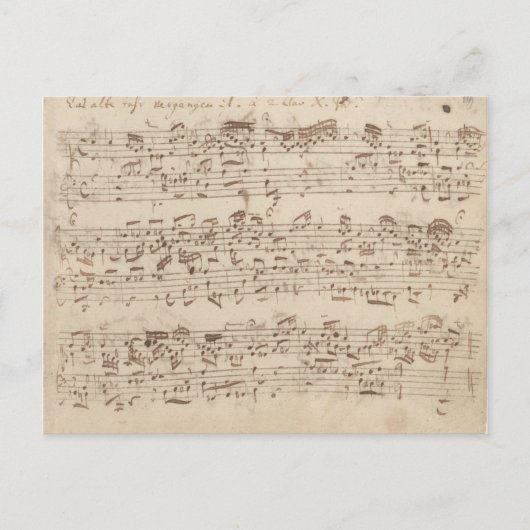 Oude Muzieknoten - Bach-muziekblad Briefkaart (Voorkant)