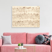 Oude Muzieknoten - Bach-muziekblad Canvas Afdruk (Insitu (Woonkamer))