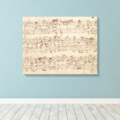 Oude Muzieknoten - Bach-muziekblad Canvas Afdruk (Insitu (Houten vloer))