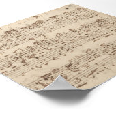 Oude Muzieknoten - Bach-muziekblad Poster (Hoek)