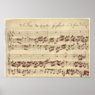 Oude Muzieknoten - Bach-muziekblad Poster