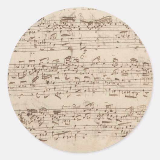 Oude Muzieknoten - Bach-muziekblad Ronde Sticker (Voorkant)