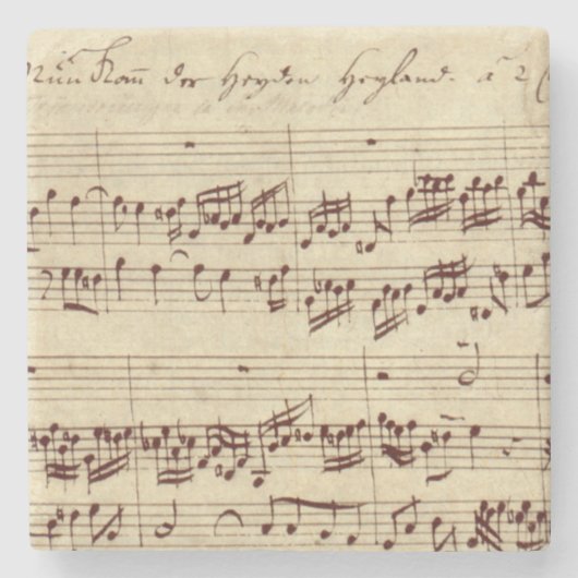 Oude Muzieknoten - Bach-muziekblad Stenen Onderzetter (Voorkant)
